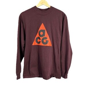 Nike ACG‎ Burgundy Long Sleeve Graphic Crew Neck Mens Sweatshirt XS